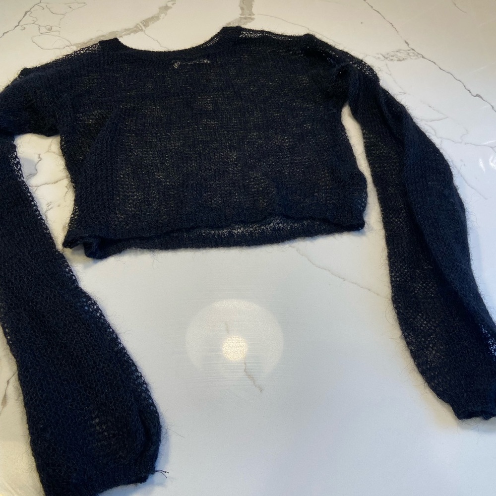 Urban outfitters size small cropped black soft sheer long sleeve top